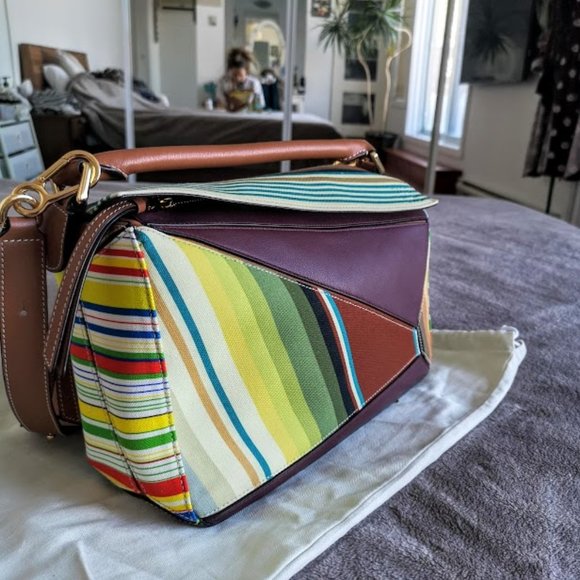 LOEWE Striped Medium Puzzle Bag - Picture 8 of 13